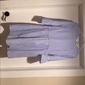 Blue white stripe dress with flare sleeves